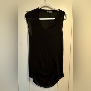 Helmut Lang Black Asymmetric V-Neck Sleeveless Tank